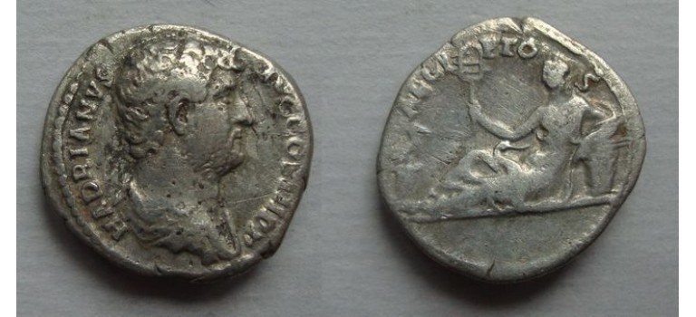 Hadrianus  - denarius Egypte Reis-serie gewilde munt! (F21101)
