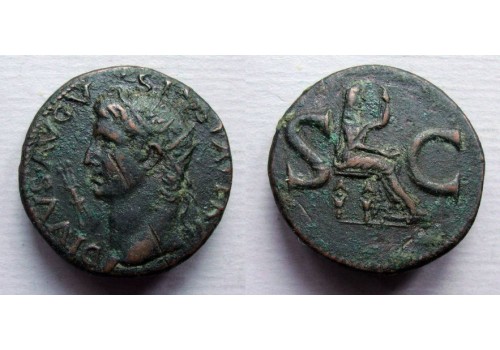 Augustus -  Divus Augustus Dupondius met keerzijde LIVIA geslagen onder Tiberius  (F2145)