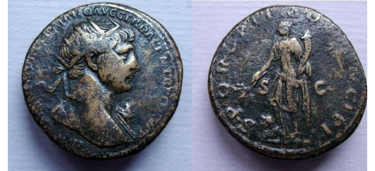 Trajanus- Dupondius PAX bust not in RIC!  (JA21147)