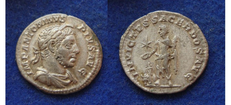Elagabalus- denarius INVICTVS SACERDOS mooi! (ME1801)