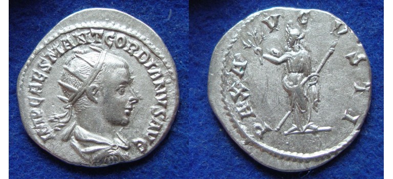 Gordianus III - denarius PAX AVGVSTI zeldzaam (ME1834)