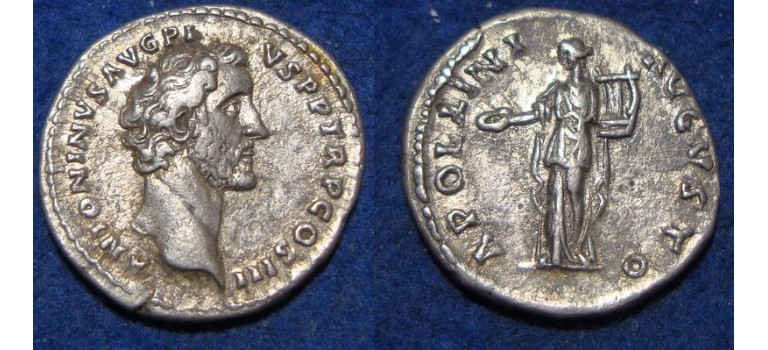 Antoninus Pius - Apollo denarius (D1828)