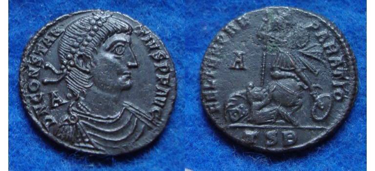 Constantius II - fallen horseman, Thessalonica PORTRAIT!  (JA1829)