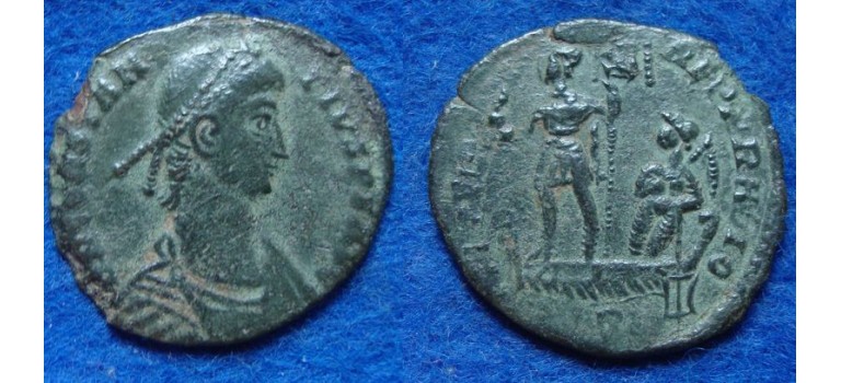Constantius II -   Fel Temp emperor on galley Arles, long neck! (S1820)
