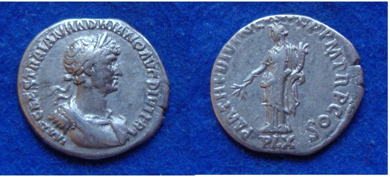 Hadrian  - PAX rare bust not in RIC (S1833)