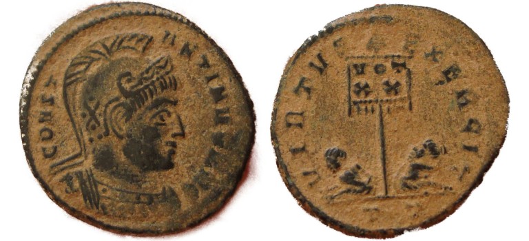 Constantine - with helmet VIRTVS EXERCITVS  rare (S1703)