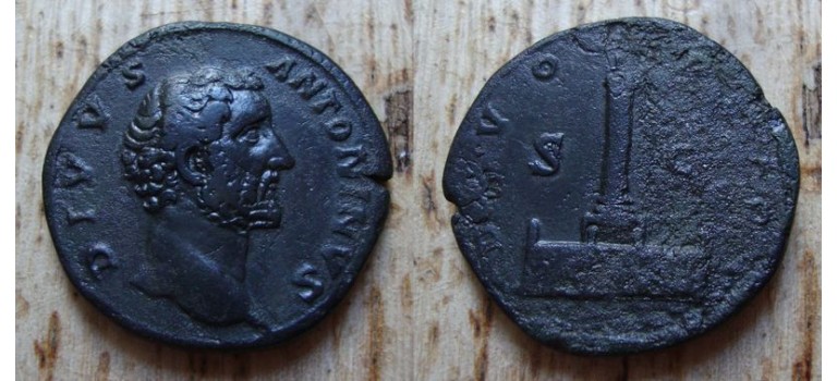 Antoninus Pius- SESTERTIUS  DIVO PIO historisch en prachtig portret ex-CGB!   (JUL1823)
