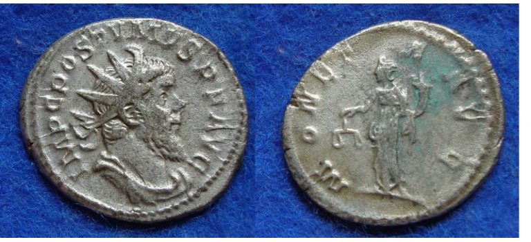 Postumus-  MONETA AVG verzilverd! (AU1815)