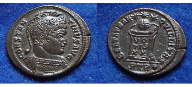 Constantine - Helmet, altar, Trier EXTREMELY FINE (JA1806)