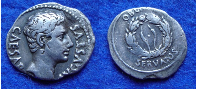 Augustus - denarius OB CIVIS SERVATOS very rare (F1818)