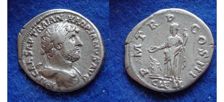 Hadrian - CLEMENTIA denarius, nice bust! (JA1808)