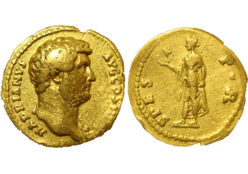 Hadrianus  -  Gouden Aureus met spes (S1717)