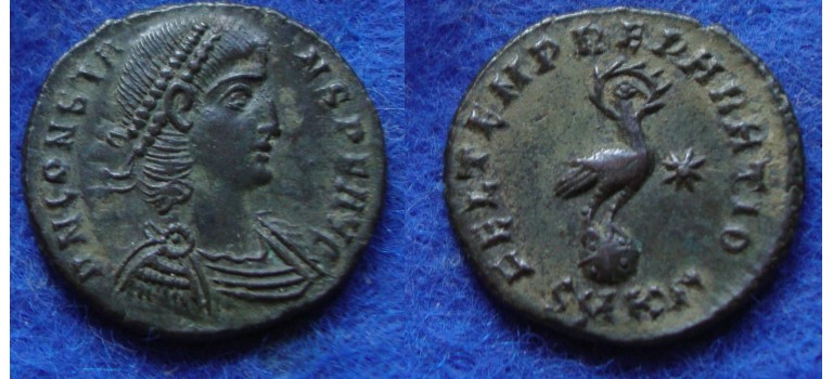 Constans -  Phoenix on globe extremely fine and rare coin (D1733)