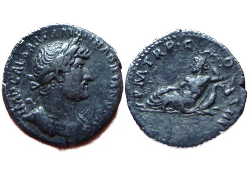 Hadrianus  -  Oceanos denarius twee bekend! (O1715)