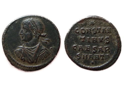 Constantinus II - geen legenda voorzijde, zeer zeldzaam! (AU1752)