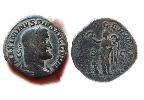 Maximinus I - VICTORIA GERMANICA sestertius!!!!! (AU1751)