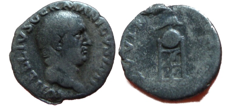 Vitellius - denarius driepoot met dolfijn en raaf zeldzaam! (S1720) Vitellius - denarius driepoot met dolfijn en raaf zeldzaam! (S1720)