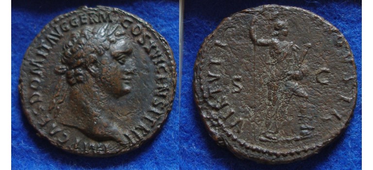 Domitianus - Virtus beautiful coin (AU1713)