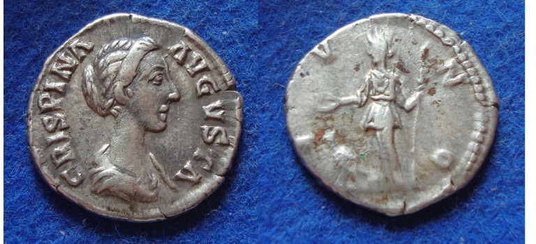 CRISPINA - vrouw van Lucius Verus denarius JUNO SCHAARS! (JUL1715)