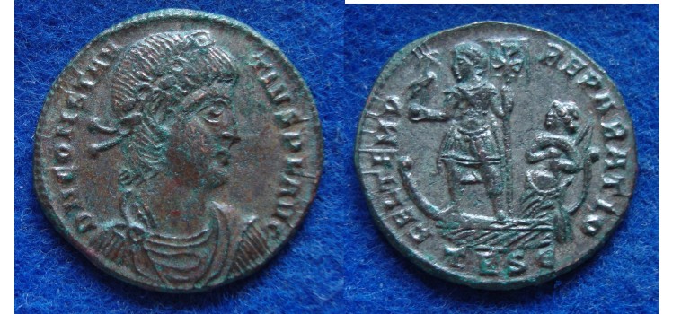 Constantius II - SILVERED  Fel Temp emperor on galley Thessalonica! (AP1709)