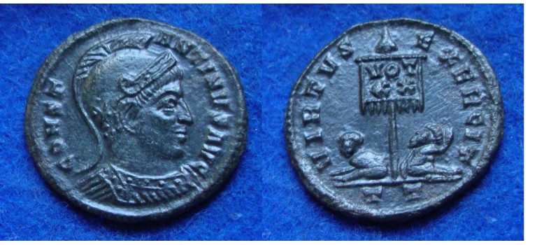 Constantine - with helmet VIRTVS EXERCITVS  rare (AP1725)