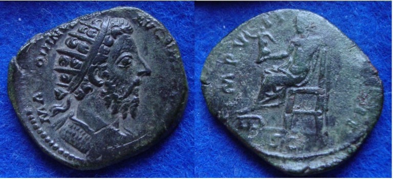 Marcus Aurelius - Dupondius Jupiter NICE PORTRAIT! (AP1721)