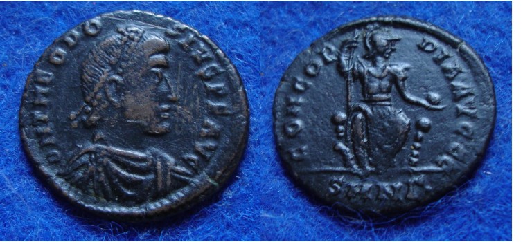 Theodosius I - Constantinople on throne scarce (MA1715)