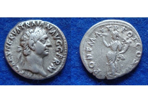 Trajanus- denarius Felicitas vroeg portret, eerste regeringsjaar! (ME1708)