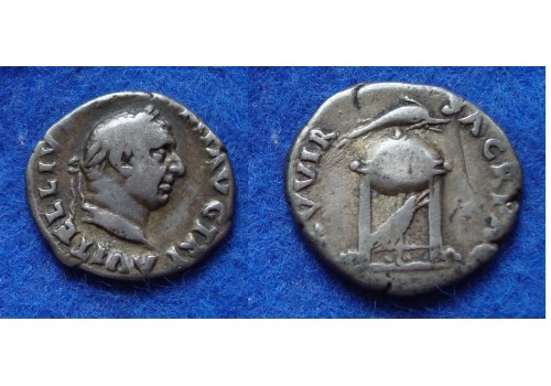 Vitellius - denarius driepoot met dolfijn en raaf zeldzaam! (Ap1731)