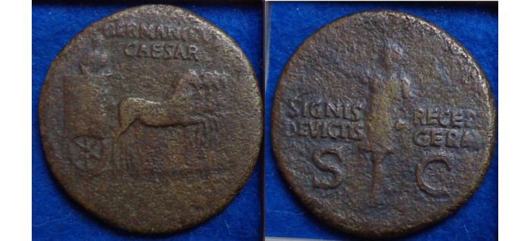 GERMANICUS AS -  Germanicus in quadriga scarce (D1614)