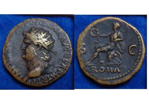 Nero - Dupondius ROMA topmunt! (D1615)