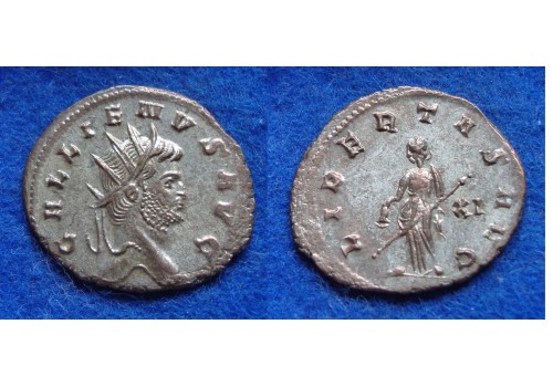 Gallienus -  LIBERTAS prachtig verzilverde munt  (JUN1720)