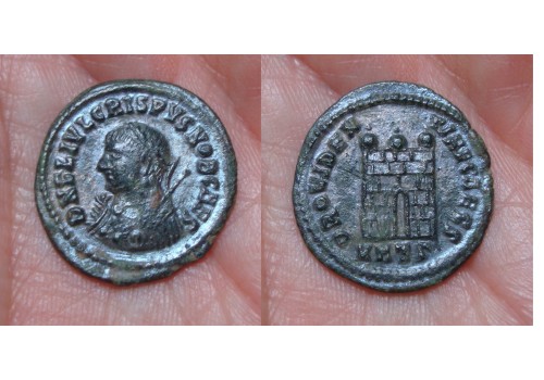 CRISPUS - Kamppoort Heraclea verzilverde follis!!!! (JU1641)