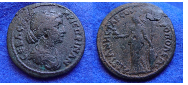 Crispina - AE29 from Tarus reverse Athena rare coin (ME1745)