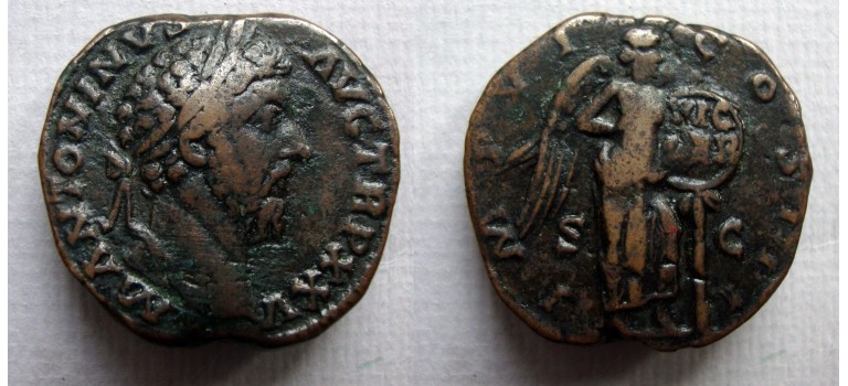 Marcus Aurelius- Sestertius overwinning op de Germanen!  (AP2240)