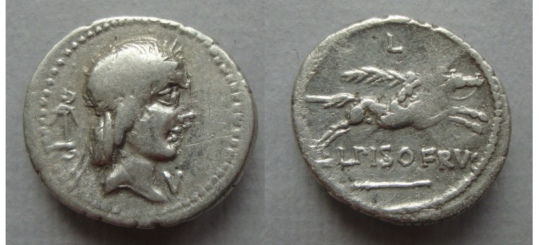 Roman republic - denarius Piso Frugi 90 BC (Ap2247)