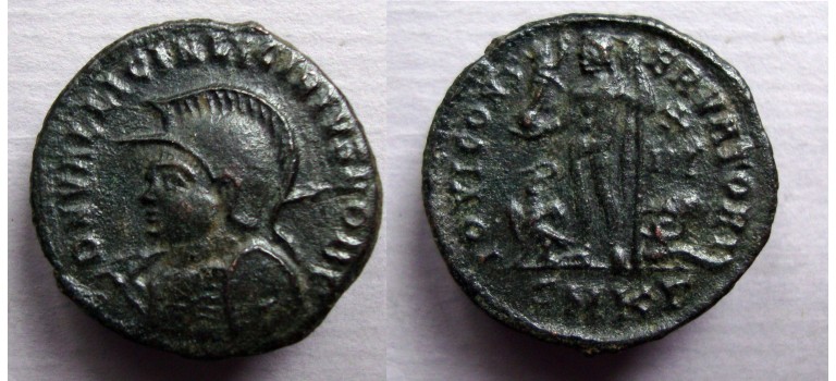 Licinius II - caesar met hem, schild en speer!  (AP2278)