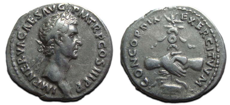 Nerva - denarius HANDDRUK met aquila, fantastisch portret (ME2550)