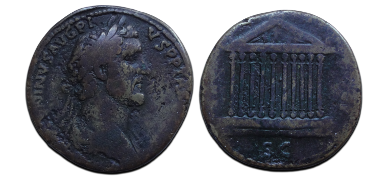 Antoninus Pius - Sestertius TEMPEL van Venus! zeldzaam (AP26122)
