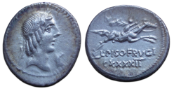Romeinse republiek - denarius L. Piso Frugi 90 v. Chr. (AP26125)