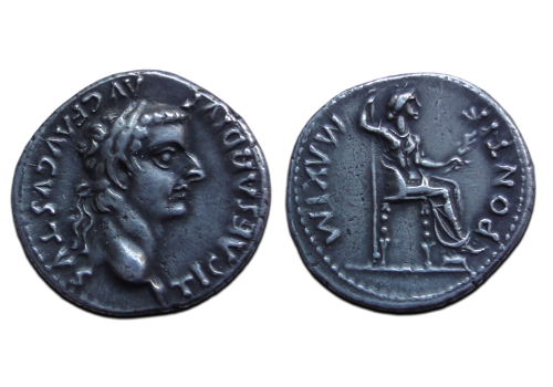 Tiberius - denarius Tribute Penny Bijbelse munt (AP26127)