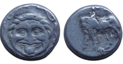 GRIEKSE MUNTEN - Gorgoneion met stier hemidrachme!  (AP26127)