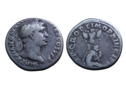 Trajanus - denarius rouwende Dacier (AP26140)