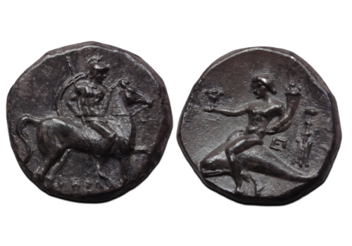 Griekse munten - Nomos naakte krijger Tarentum 272  v. Chr (AP2620)