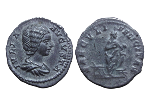 Julia Domna -  denarius Isis en Horus schaars! (AP2627)