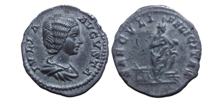 Julia Domna -  denarius Isis en Horus schaars! (AP2627)