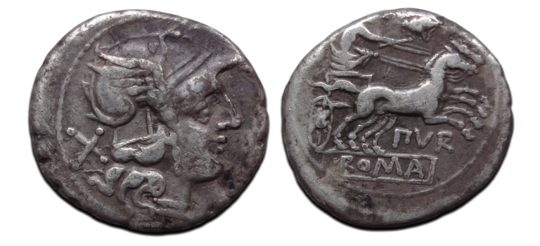 Romeinse Republiek - denarius Purpurio 169 voor christus! (AP2651)