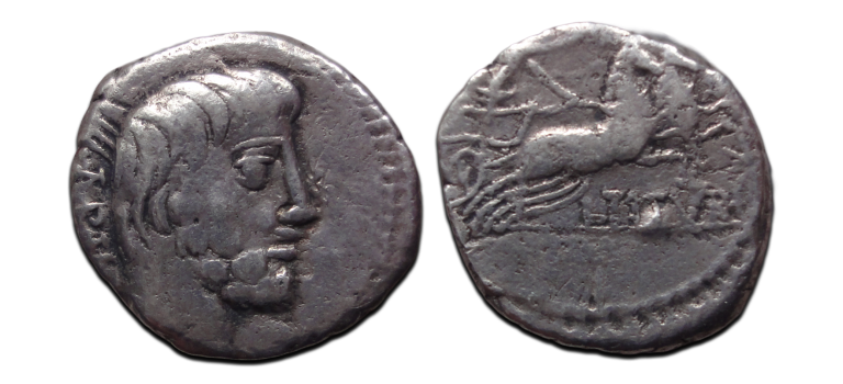 Romeinse Republiek -  denarius Tatius koning van de Sabijnen (F2452)