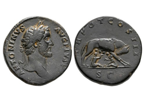 Antoninus Pius - Sestertius Lupa Romana! (AP2663) Antoninus Pius - Sestertius Lupa Romana! (AP2663)