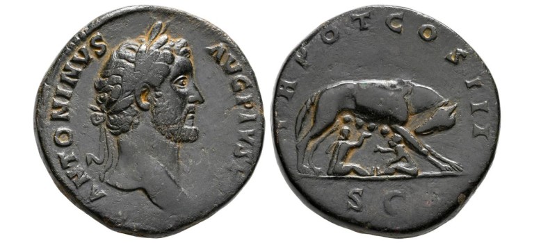 Antoninus Pius - Sestertius Lupa Romana!  (AP2663)